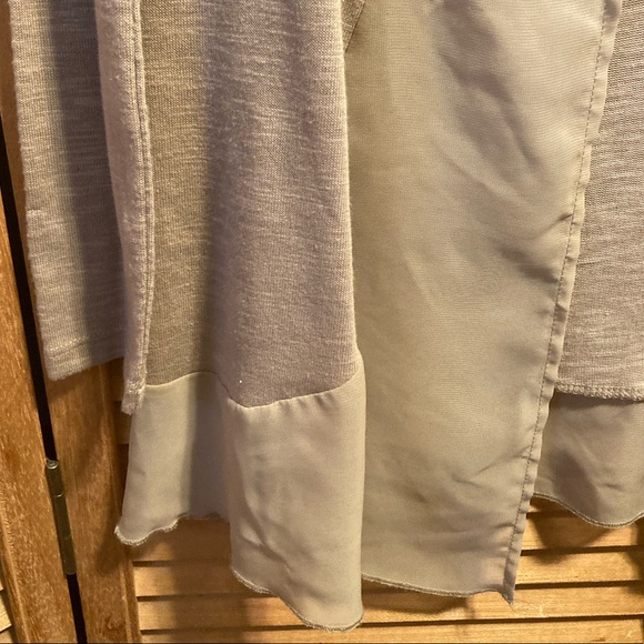 Metaphor Tan Open Front Chiffon Trim Cardigan - Picture 7 of 12